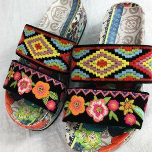 37 6.5 Johnny Was Dinna Embroidered Sandal Slide